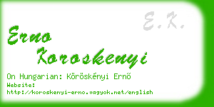 erno koroskenyi business card
