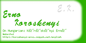 erno koroskenyi business card